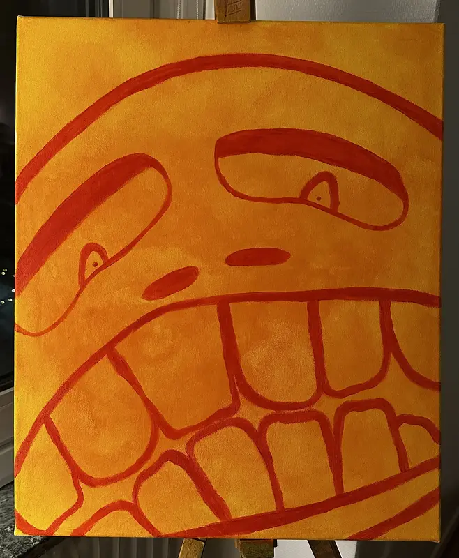 Akrylmålning Yellow teeth av Molly Johansson