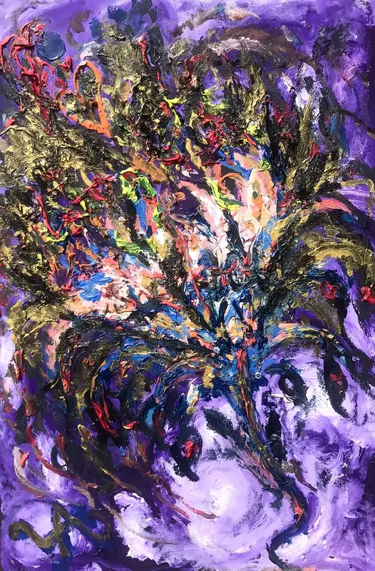 Oljemålning Dahlia av Linda Abrahamsson La Arts Sweden