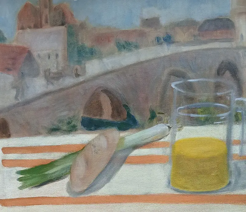 Oljemålning Pissarrofrukost av Viveca Dahlen