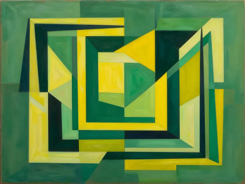 Green and yellow kubism II av Harri Ylikomi