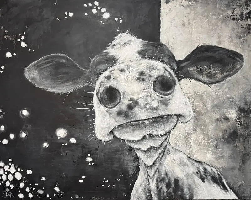 Akrylmålning COW 512 Moozle av Matilda Skoglund