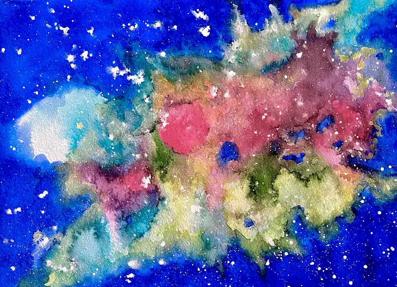 Akvarell Outer space av Marianne Akasha Olofsson