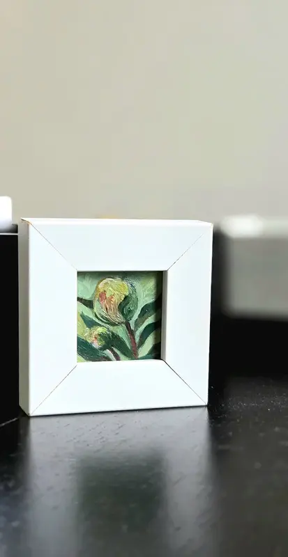 Oljemålning Peony bud av Anastasiia Mazeina