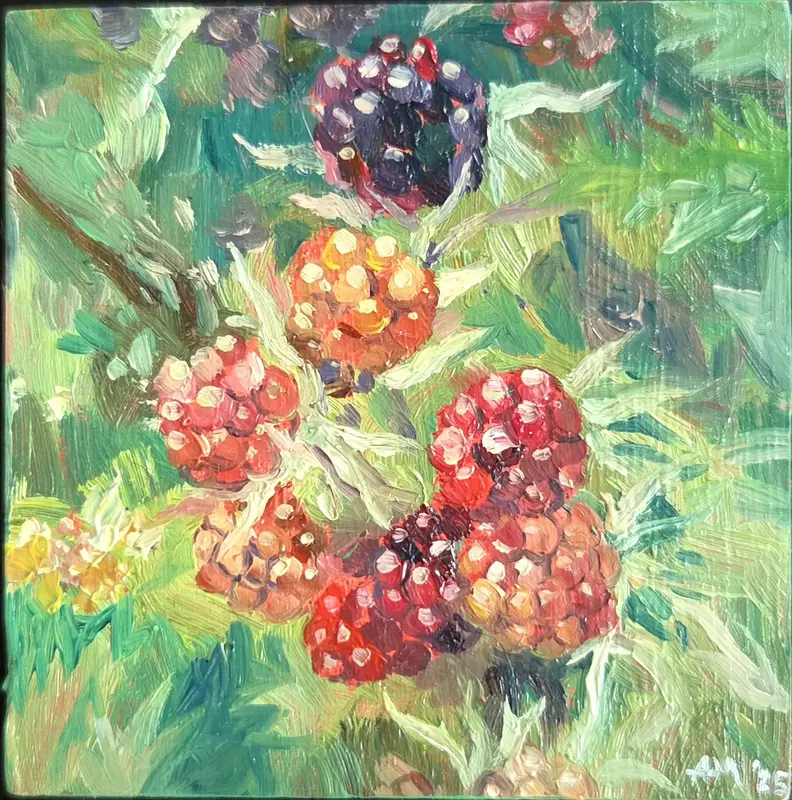 Oljemålning Summer berries av Anastasiia Mazeina