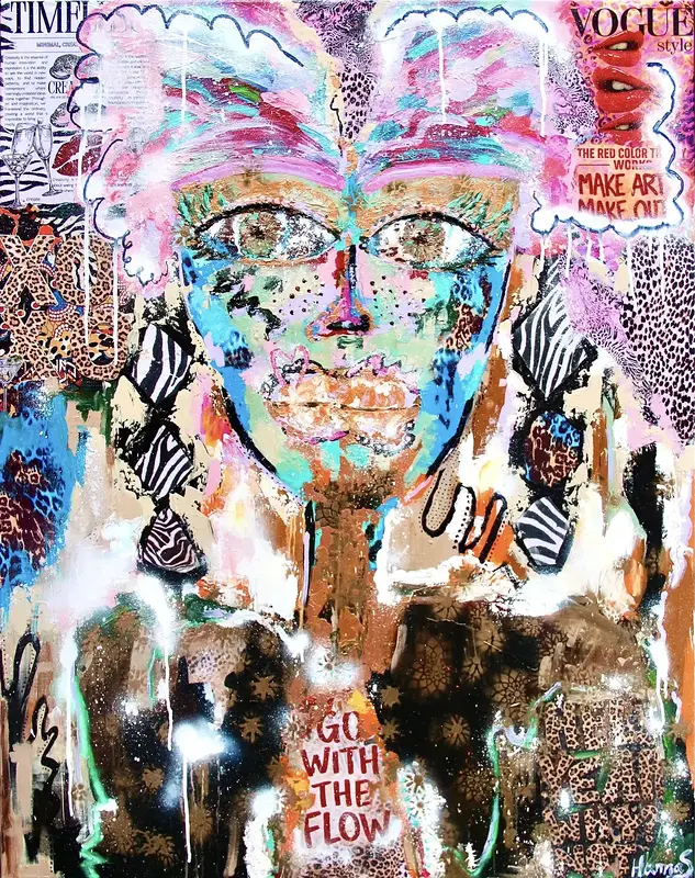 Golden Figure -Colorful Abstract Portrait av Hanna Sander