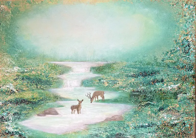 Akrylmålning Enchanted forest av Nicole Nilsson