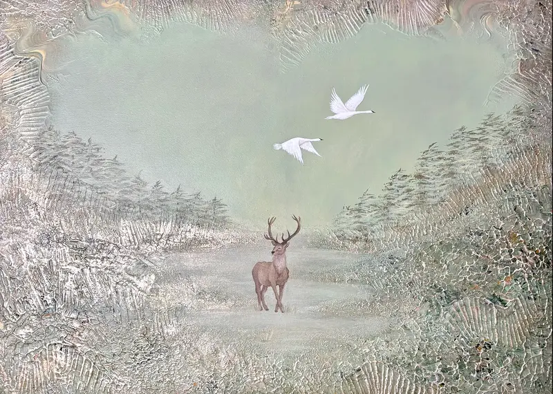 Akrylmålning Glow of silense av Nicole Nilsson