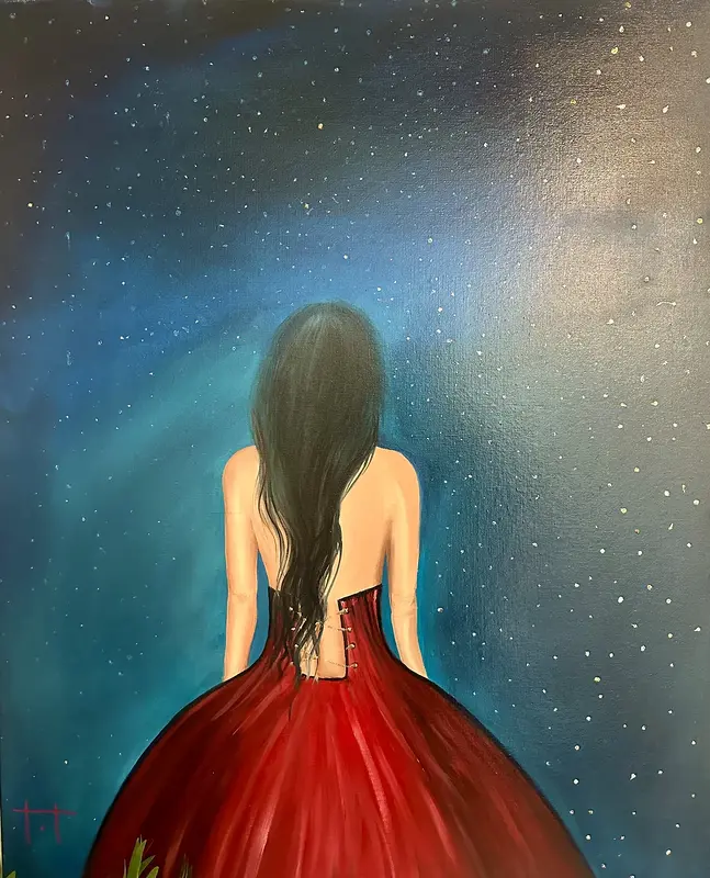 Oljemålning Sikta mot stjärnorna av Tara Tork