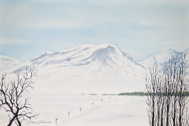 Akvarell Lyssna av Yvonne Halvarsson