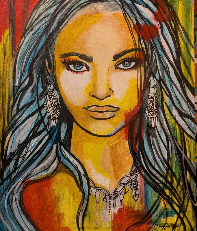 Akrylmålning Amanda av Maria Joneby