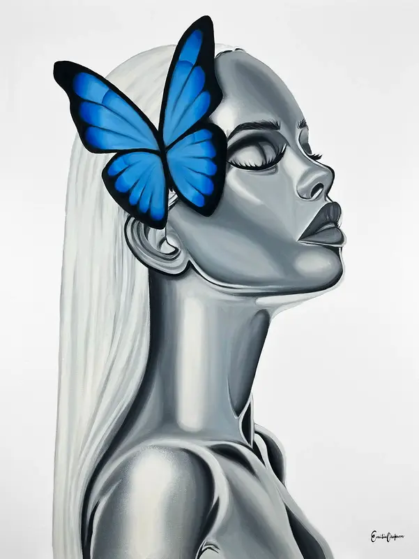 Oljemålning Butterfly aura av Emilia Olofsson