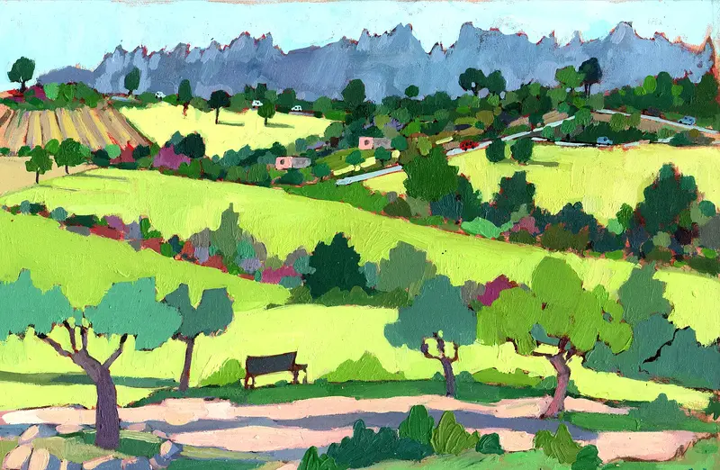 Oljemålning Montserrat av Georgina McIntyre Malou