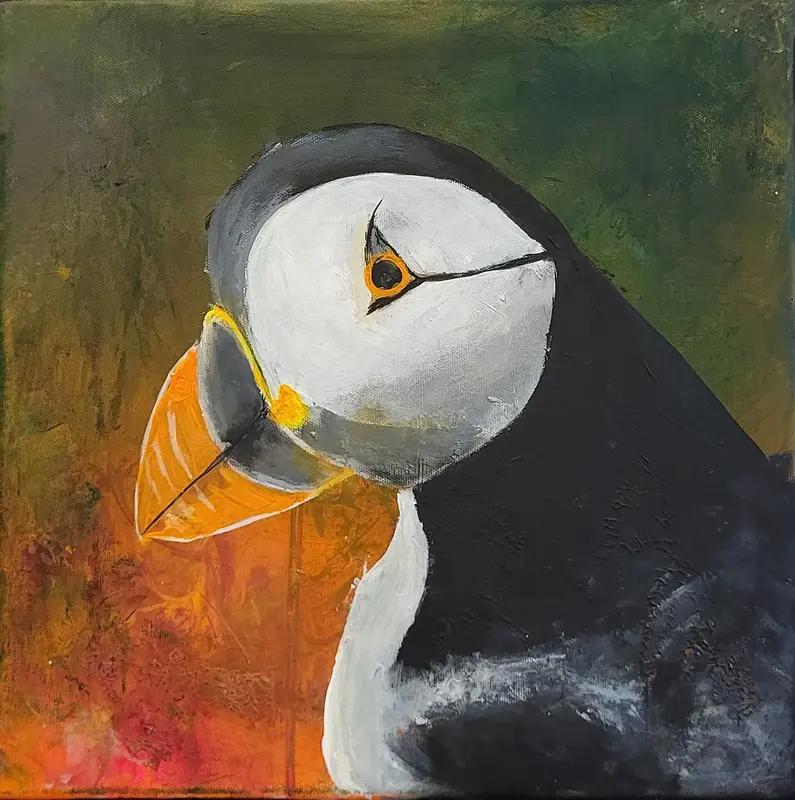 Akrylmålning Lunnefågeln av Lotta Lassbo