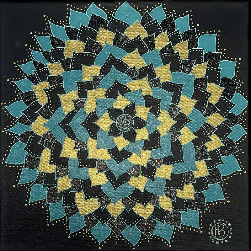 Akrylmålning Blue lotus av Maria Bhardwaj