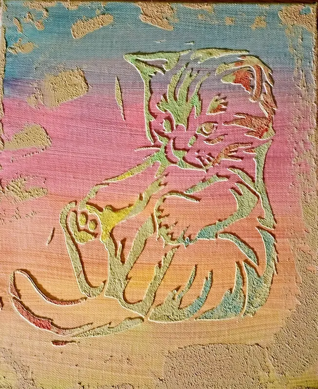 Akrylmålning Playful kitty av Biljana Teletina