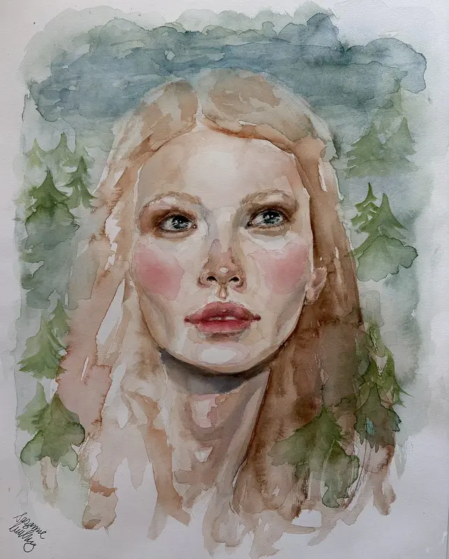 Akvarell Woman of Nature av Make Art By Susanne Kråksberg