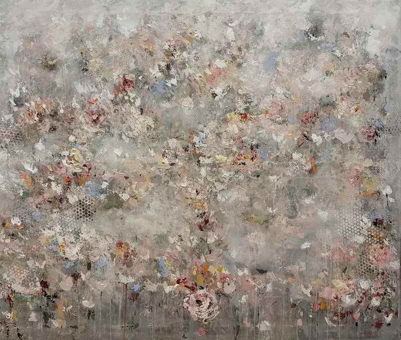 Akrylmålning Magie des fleurs av Madeleine Santiago Elofsson