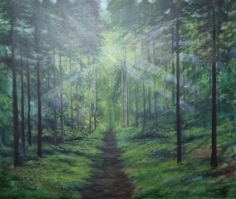 Akrylmålning Skogsljus 4 av Anna Jormin