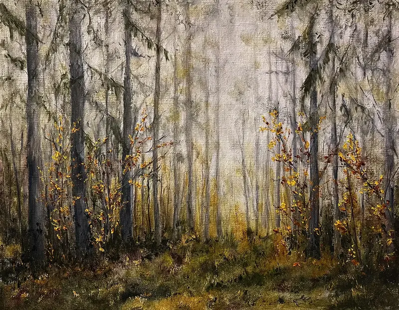 Oljemålning Snårskog av Helen Boreson Holmberg