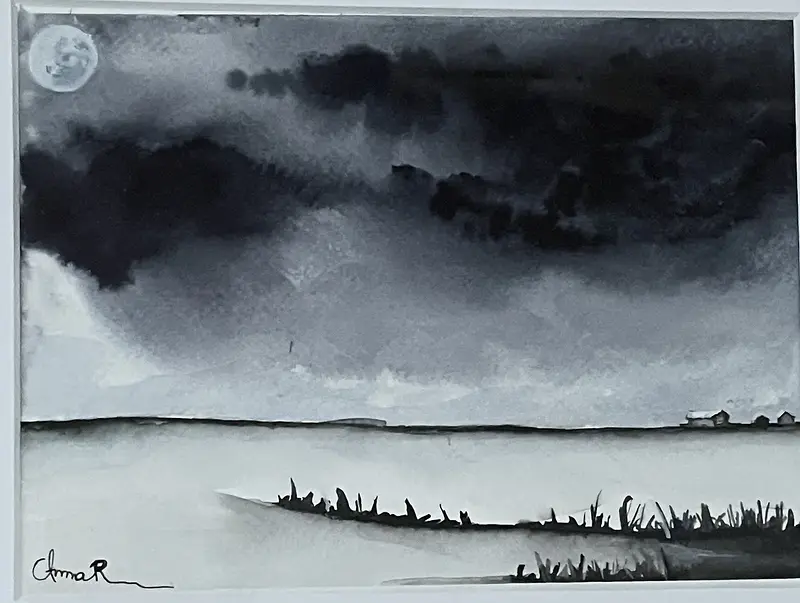 Akvarell Afton av Anna Roos Friden