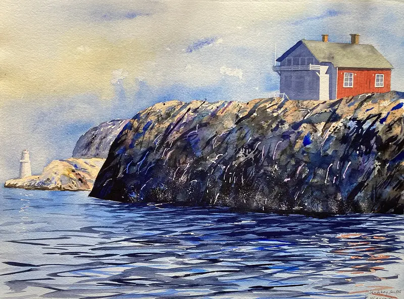 Akvarell Islandsberg (fyrhuset) 1 av Tord Wennerblom