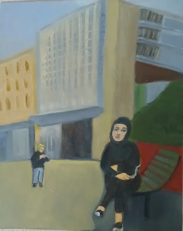 Oljemålning Paus av Viveca Dahlen