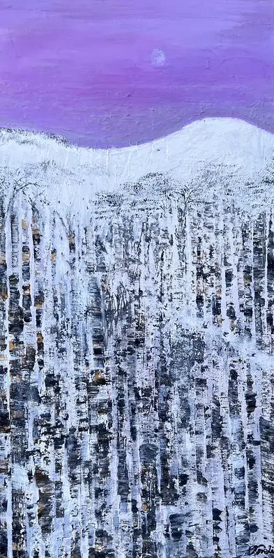 Akrylmålning Här och nu, fjällen av Tove Li
