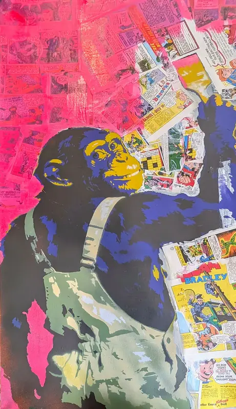 Blue collar Pink wall av Ilias Maniouras