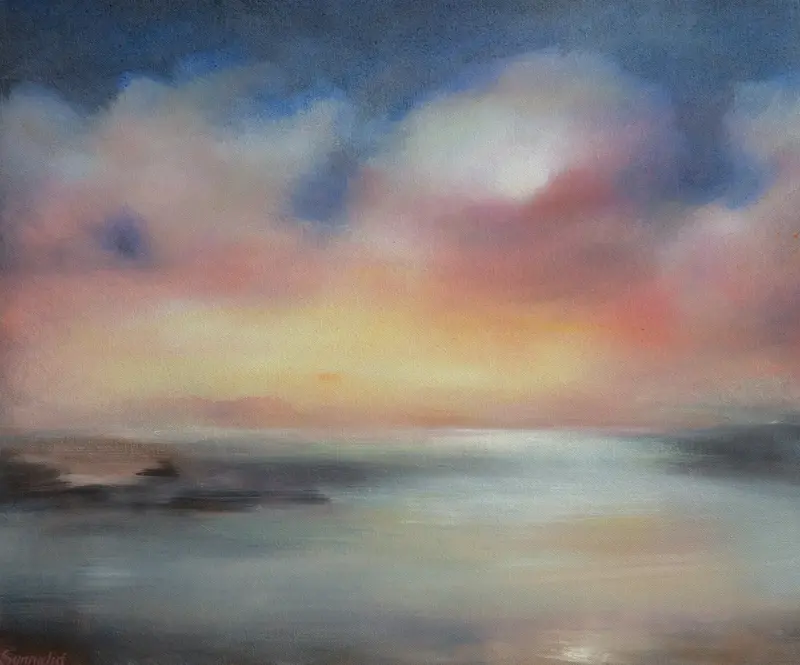 Oljemålning Oostende, Belgien av Linn Sunnelid