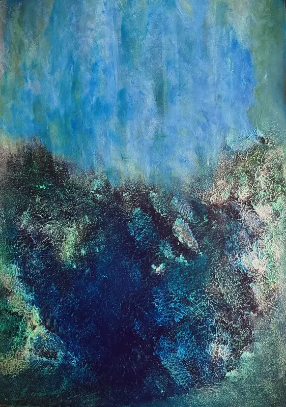Akrylmålning Before the Shape Knows Itself av Sabine Garpered