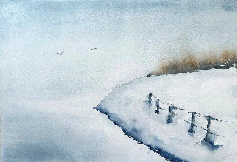 Akvarell Vinterns vemod av Inger Axbrink