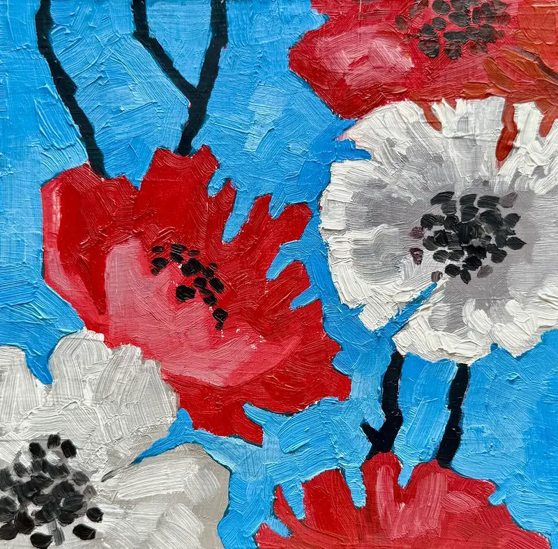 Oljemålning Blommor miniatyr av Ekaterina Dutkevich
