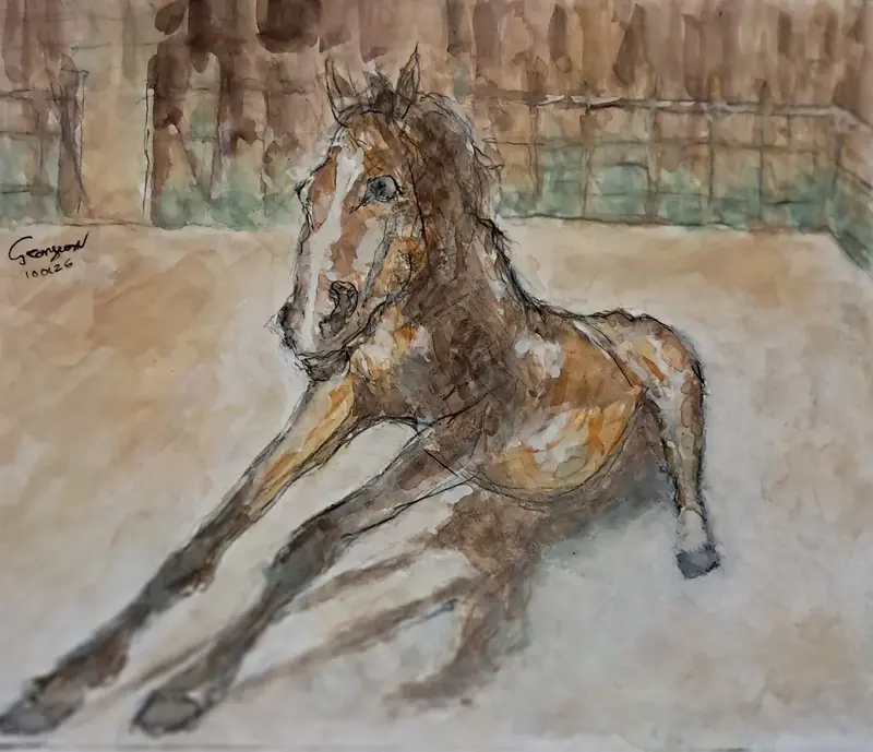 Akvarell Horse 4 av Georgios Voutsas