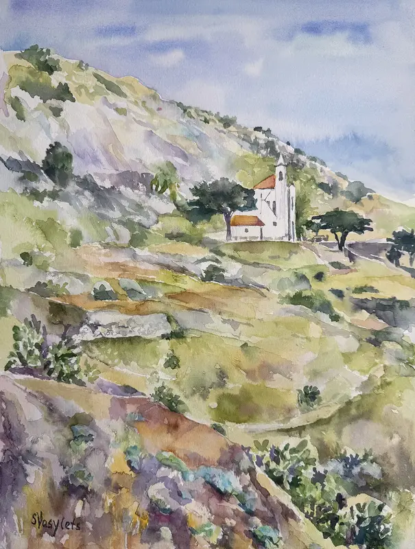 Akvarell Porto Santo av Svitlana Vasylets