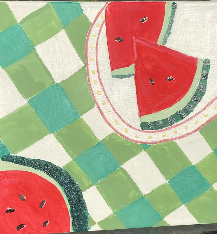 Akrylmålning Sommarfrukostar av Maggans Konstgalleri