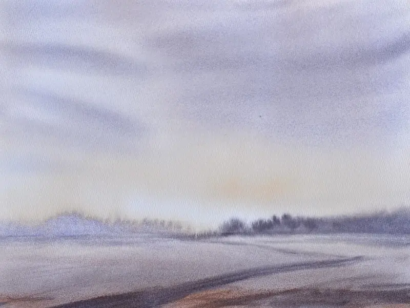 Akvarell Lavender Sky no.3 av Emil Trollklint