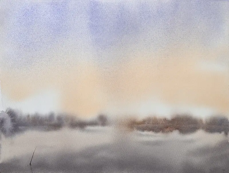 Akvarell Lavender Sky no.2 av Emil Trollklint