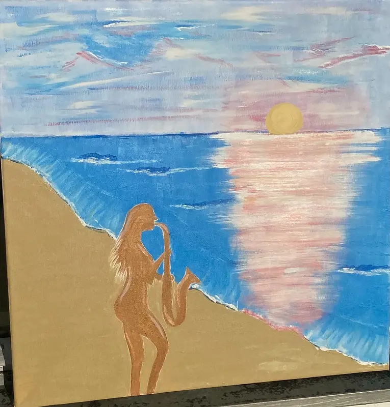 Akrylmålning Sax on the beach av Maggans Konstgalleri