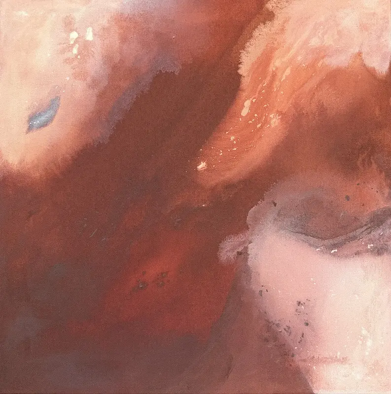 Akrylmålning Burgundy av Linda Thörnblom