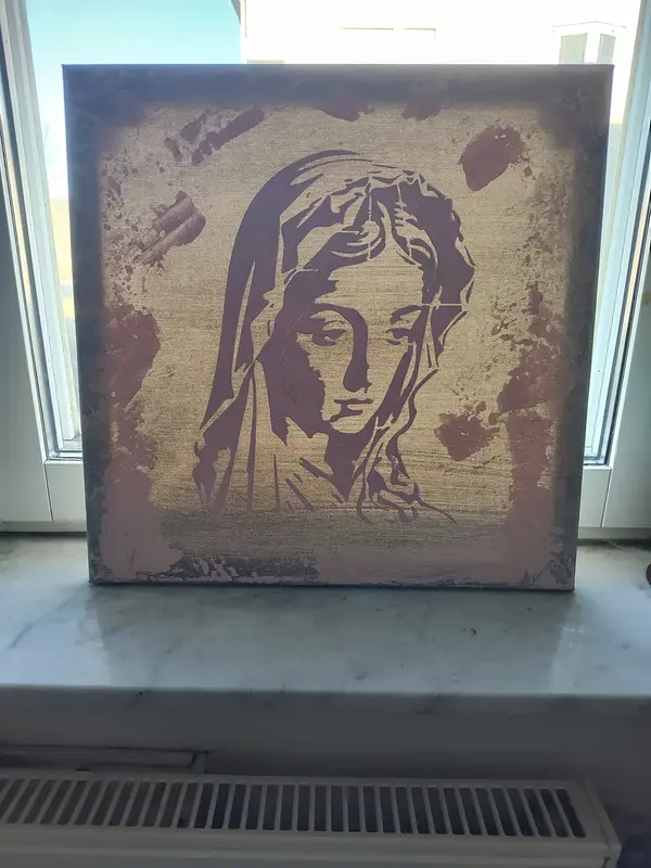 Akrylmålning Holy Mary av Biljana Teletina
