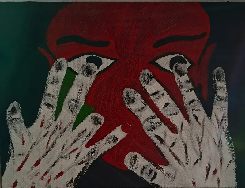 Oljemålning Missing phalanx av Lars Lindshammar