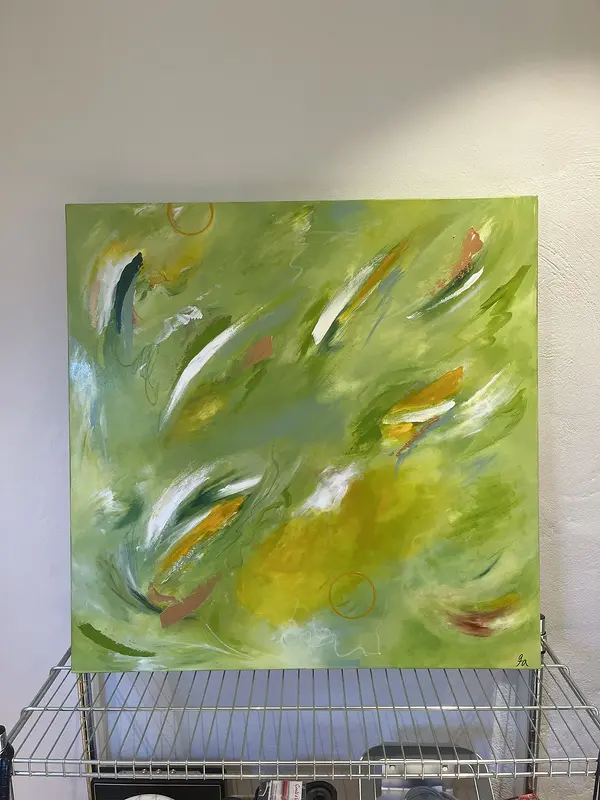 Akrylmålning Bright green av Frida Ahlqvist