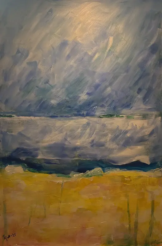 Akrylmålning Havslandskap av Kjell Öberg