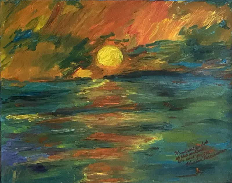 Oljemålning Kvällssolens Glöd av Kristina Rosenbecker