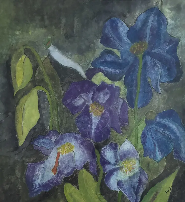 Vårblommor, inglasad med ram av Siv Sundell