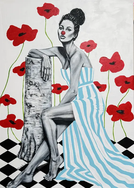 Akrylmålning À la vie Petite Fleur av Susanne Cederlund