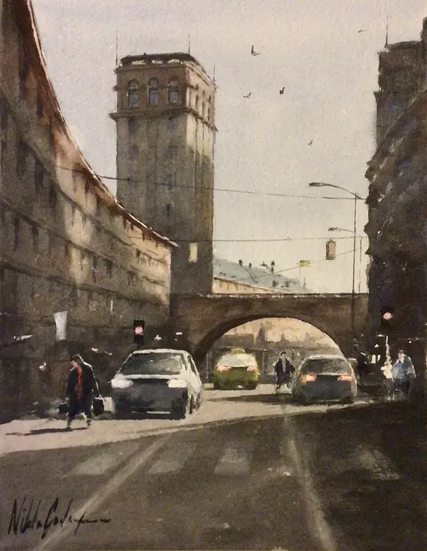 Akvarell Kungsgatan av Niklas Gustafsson