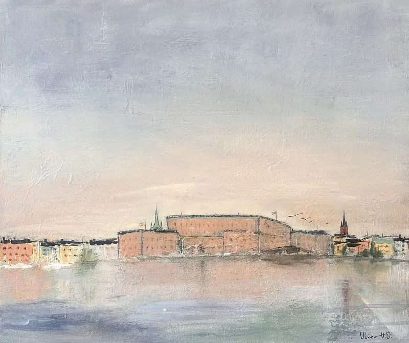 Akrylmålning Stockholms slott, 2026 av Ulrica Halling Olsson_art Stockholm