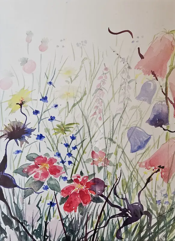 Akvarell Invasiv art 1 av Mia Wahlberg