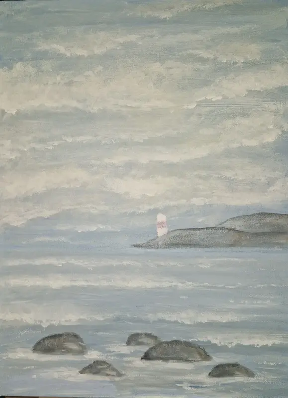 Oljemålning Trygg hamn av Minna Aho